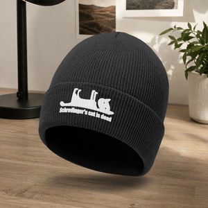 Bonnet Chat de Schrödinger pour Homme et Femme - Bonnet d'Hiver sans Bord à Enfiler, Iconique, Léger et Chaud, Convient pour le Vélo, l'Extérieur, la Tenue Décontractée, Cadeaux de Noël, Lavable à la Main (Sans Fermeture)