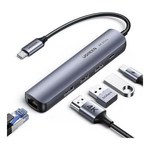 Ugreen Hub USB-C 5 en 1 Supporte PD (Power Delivery) 100W Recharge