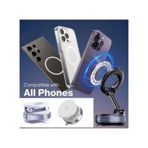 Support Téléphone Magnétique Magsafe 360° Rotatif à Ventouse Double Face, Pliable & Rétractable – Version Améliorée pour Voiture, Bureau et Maison