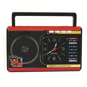 Radio Vintage Bluetooth Rechargeable – FM/AM/SW, Lecteur MP3, Lampe LED et Horloge Intégrée