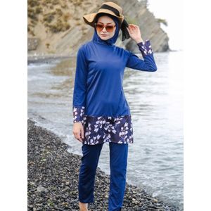 Modanisa Bleu marine - Tissu non doubl - Maillot de bain entirement couvert - Riva Mera.