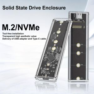 حاوية القرص الصلب M.2 - حاوية SSD M2 NVME عالية السرعة من الألمنيوم - محول USB 3.2 Gen 2 (10 جيجابت في الثانية)، تركيب بدون أدوات، يدعم أحجام متنوعة