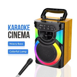 Enceinte Bluetooth Portable avec Micro Karaoké Sans Fil coleur noir, LED RGB Multicolore, Haut-Parleur Puissant, Radio FM, USB/TF, Batterie Rechargeable Longue Durée
