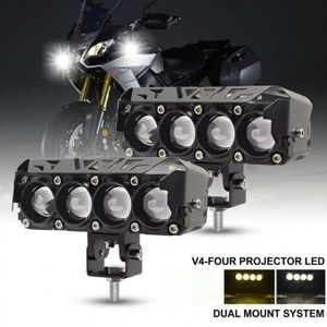 1 Phare Antibrouillard LED à 4 Lentilles – Projecteur Additionnel pour Voiture, Moto, Vélo et Camion