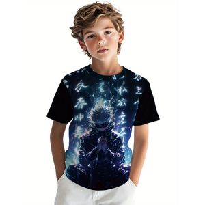 تيشيرت أنيمي كاجوال للأولاد - أسود (11-12 سنة / 150 سم)