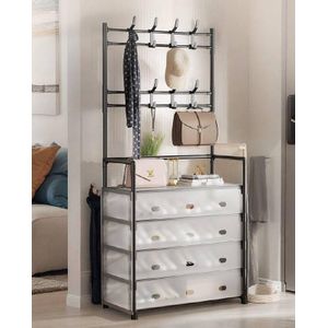 أثاث مدخل , حجم كبير,من 5 مستويات مع تخزين للأحذية ورف معاطف بـ 8 خطافات