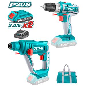 TOTAL Kit perceuse sans fil et marteau perforateur 20 V