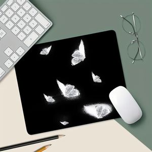 Tapis de Souris en Caoutchouc à Motif Papillons, Base Antidérapante, Idéal pour Bureau, Étude et Jeu, Portable et Durable, Tapis de Bureau