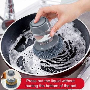 Brosse de Cuisine Ergonomique avec Réservoir de Liquide Vaisselle Intégré