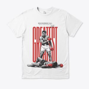 T-Shirt Homme Mohamed Ali - Style Vintage Boxe Legend - Coton Premium - White