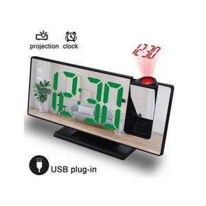 Réveil électronique à Projection Numérique LED Avec Chargeur USB LED Miroir