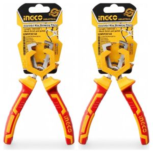 Ingco Lot de 2 - Pince À Dénuder Isolée 6/160Mm - Outil de Coupe et Dénudage - Usage Professionnel et Bricolage