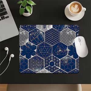 Tapis de bureau 1 pièce, bleu foncé, hexagonal, sur le thème de la technologie, avec base en caoutchouc antidérapante et épaisse, adapté aux joueurs PC, programmeurs, tapis de souris et clavier compact, protège-bureau de petite taille pour bureau à domi