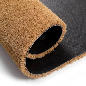 Tapis de porte en fibre de coco - Paillasson antidérapant 100 % naturel - Tapis de sol anti-saleté robuste - Tapis en fibre de coco à poils durs pour la maison, Entrée du bureau (marron, 100 cm x 100 cm)