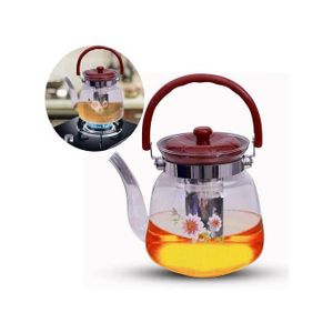 Bouilloire en verre de 900 ml avec infuseur amovible, Théière pour thé et café