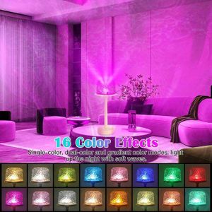 lampe de Table à couleur changeante RGB, Vague Océanique Projecteur Rotative, 16 Couleurs Ocean Lamp, Aurore Projecteur Ciel Etoile avec Abat-jour et Télécommande, Rechargeable pour Décoration Chambre Adultes Enfants Lampe à Ondes D'eau.