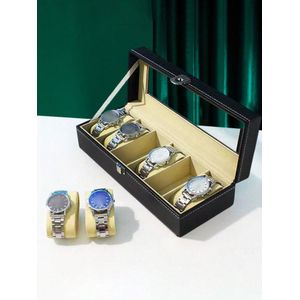 Boîte de Rangement pour Montres 6 Fentes en Cuir PU – Écrin Élégant avec Fenêtre Transparente, Présentoir Idéal Cadeau ou Mariage
