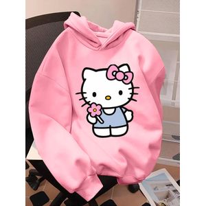 Sweat à capuche Sanrio 1 pièce pour fille, motif imprimé Sanrio , confortable, élégant, décontracté et polyvalent pour le printemps, l'automne et l'hiver