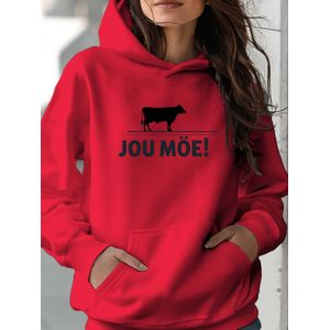 Sweat à capuche pour femme avec motif de vache en afrikaans - Rouge avec texte en afrikaans et imprimé de vache, pull à capuche décontracté avec poches, chaud et confortable pour l'automne/hiver, pull de tous les jours lavable en machine, sweat à vache,