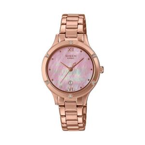 Casio SHE-4546PG-4AU - Sheen Collection - Design raffiné avec strass Swarovski - Bronzée fond nacre & verre saphir - 