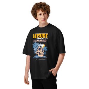 Leisure Tropical Summer Skull Graphic T-Shirt for Men Beach Surf Casual Cotton Tee Black - Black
