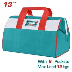 TOTAL Sac à Outils Professionnel 13 - Charge 12kg - 6 Poches Extérieures