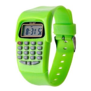 Montre Calculatrice Numérique Enfant - Silicone Vert Fluo - Affichage Digital