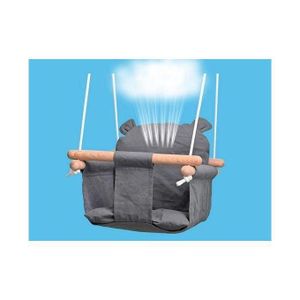 Balançoire bébé en bois, Lavable, Ceinture de sécurité et accessoires de fixation inclus, Balançoire enfant intérieur/extérieur, Balançoire bébé jardin réglable en hauteur, De 6 mois à 4 ans.