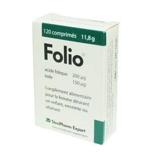 Esfolio Complément Alimentaire Acide Folique & Iode pour Grossesse, Conception & Allaitement 120 Comprimés