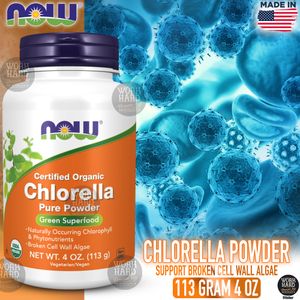 Now Foods Organic Chlorella Powder naturally occurring Chlorophyll, Beta-Carotene,Vitamine C 113G