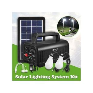 Isolar Rechargeable Kit Solaire 2 Lampes Led Radio Fm MP3 Panneau Solaire