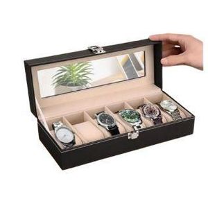 General Boite de Rangement pour Montres en Cuir Noir – 6 Emplacements