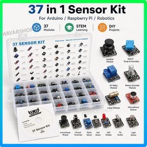 Kit 37 Capteurs et Modules Électroniques pour Arduino / Raspberry Pi / Robotique – Buzzer, LED RGB, Température, Humidité, Joystick, Relais, Son, Flamme, Infrarouge, Laser, Hall et Plus