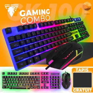 KIT pour gamer 4 en 1 clavier souris tapis et casque RGB k 60