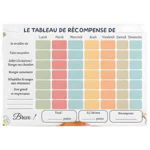 Tableau de Récompense - Plexiglass Éducatif - Motivation Quotidienne pour Enfant - Multicolore 29x22 cm