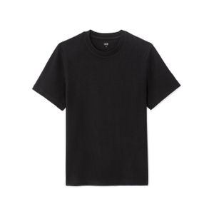 Celio T-Shirt boxy col rond 100% coton reliéfé - BLACK