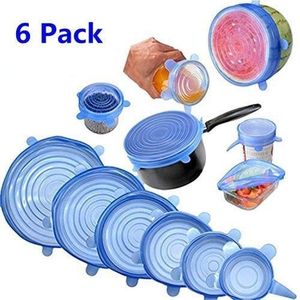 6Pcs Couvercles Extensibles Réutilisables en Silicone