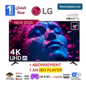 LG تلفزيون سمارت 43 بوصة بدقة Full HD خادم IP لمدة عام واحد، Google TV، Dolby Audio، واي فاي، بلوتوث، L43MA-AFME