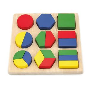 Puzzle d'encastrement en bois - Apprentissage des formes et couleurs - Développement moteur - Multicolore, 12M+