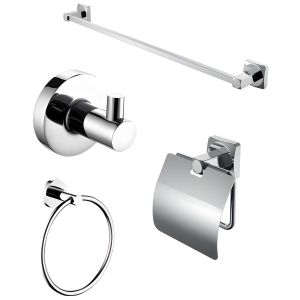Kit d'accessoires de salle de bain - Chrome - Organisation et décoration - Argenté