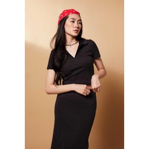 Defacto Femme Ajustée Manches Courtes T-Shirt - A0379AX - Black