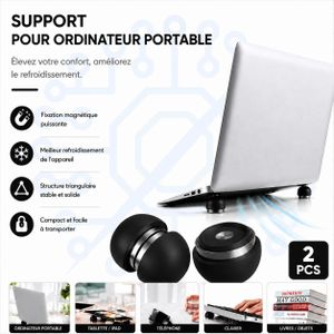 Support Ergonomique Noir pour Ordinateur Portable – Rehausseur de Refroidissement Antidérapant Portable (Lot de 2)