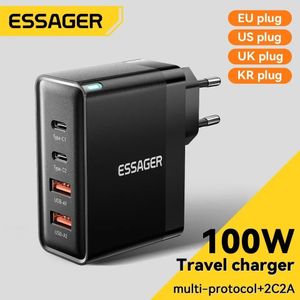 ESSAGER Chargeur Adaptateur 100W USB Type C, Charge Rapide, GaN, PD, QC, 4.0, 3.0,