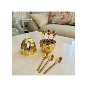 Lot ensemble de 6 Petites cuillères avec support en forme d’œuf moderne