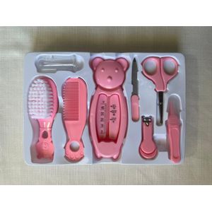 Trousse de Soin Bébé,Kit Soins pour Bébé,7pcs Trousse de Soin Bébé Naissance,Trousse de Toilette Bébé,Kit Toilettage pour Bébé,Bébé Thermomètre de Bain,Coupe-ongles,Ciseaux,Peigne pour Bébé