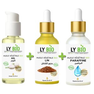 LY BIO PACK HUILE AIL 50ML - POMPE + HUILE LIN 50ML - PIPETTE + HUILE PARAFFINE 50ML - PIPETTE
