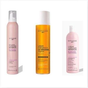 Byphasse MOUSSE BOUCLES 300ML + Creme boucles 250ml+ LAQUE CHEVEUX (400ml.)