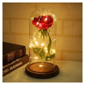 Lampe de décoration en forme de Rose préservée, fleur en verre, cadeau