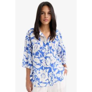 Defacto Chemisier Femme en coton - Bleu - F2773AX.