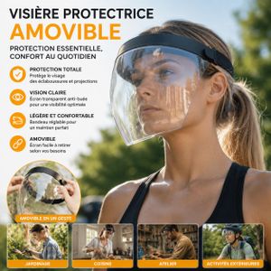 Visière de Protection Transparente Réutilisable – Écran Facial Anti-Buée pour Bricolage, Cuisine, Cyclisme et Activités Quotidiennes